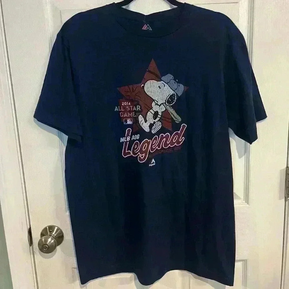 Peanuts Sports Majestic Triple Peak 2014 All Star Game Short Sleeved Shirt MLB L - Picture 3 of 6